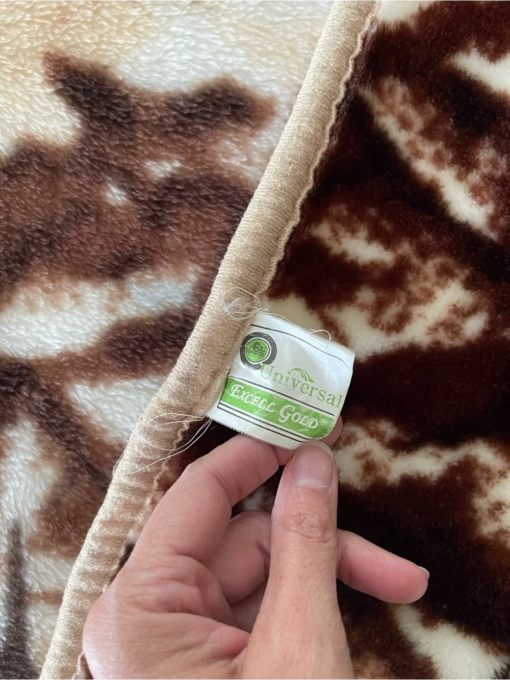 Vintage Heavy Fleece Reversible Deer Buck Woods Blanket Throw Excell Gold XL